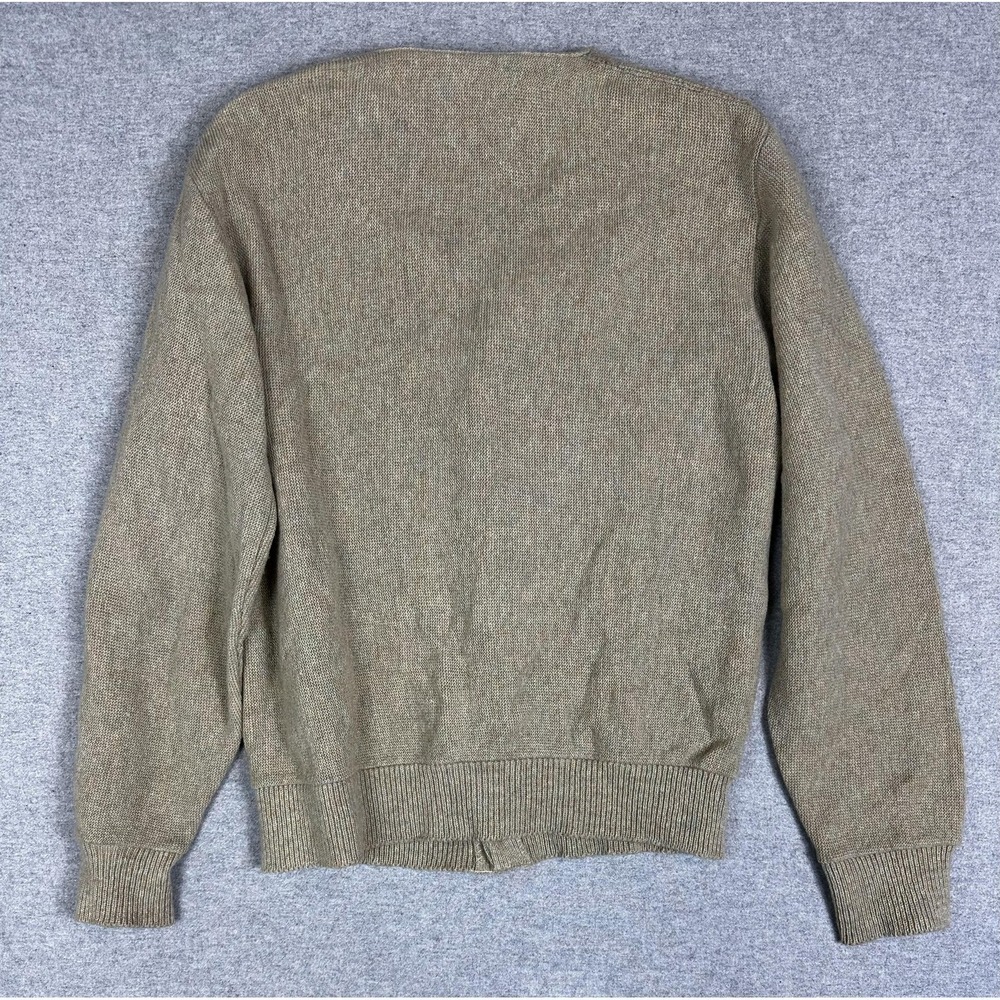 Vintage Lord Clayton Cardigan Sweater Mens Small Oatmeal Brown Button Front Knit - Picture 2 of 10